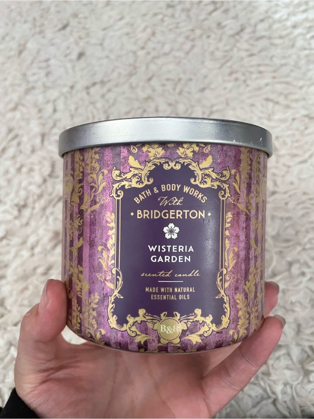 Bath & Body Works Bridgerton Wisteria Garden Candle - Purple & Gold